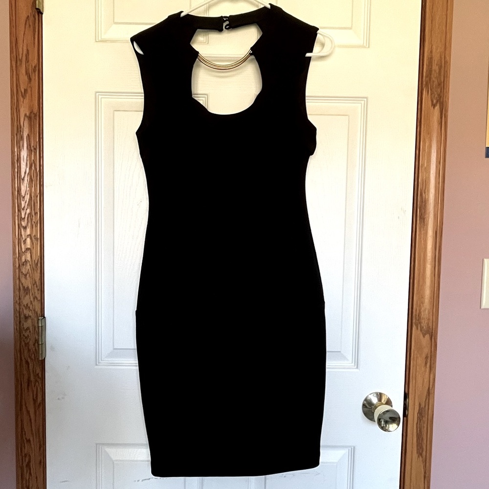 BISOU BISOU Black Stretchy Formal Midi Dress